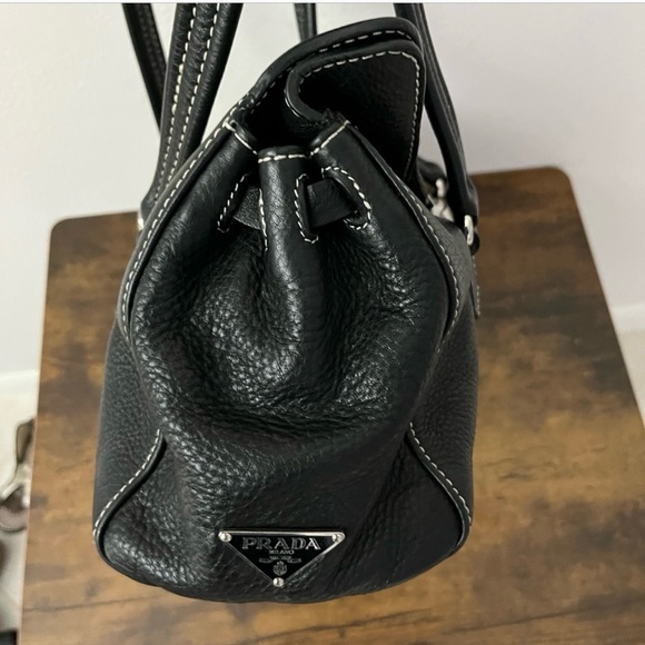 Vintage Prada black Leather Shoulder Handbag - Picture 11 of 14